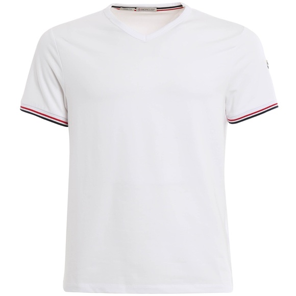 Moncler White T-Shirt V-Neck Men’s